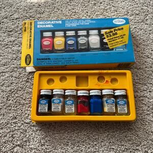 Vintage 1980 Testors Paint Set in Box Decorative Enamel USED NO Brush 7 Paints